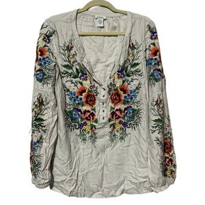 Sundance Cream Floral Embroidered Blouse